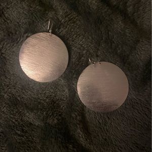 Silver Metal Circle Dangle Earrings